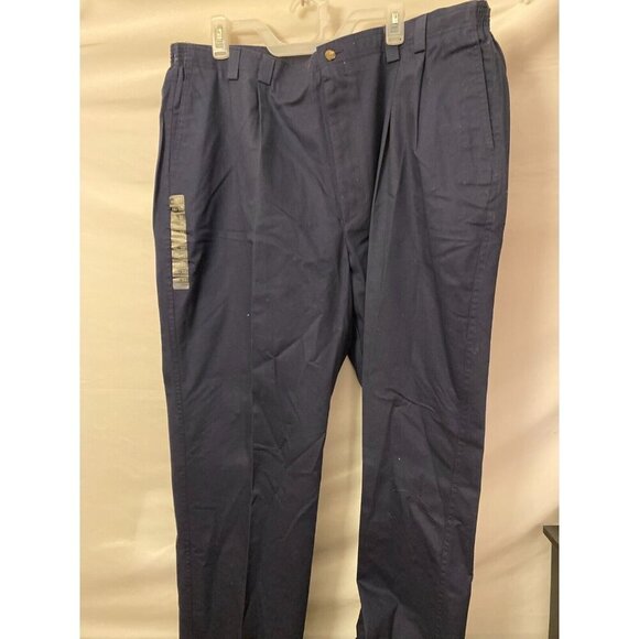 New Nwt Navy Chinos Khakis Pants Mens Big Tall 46 x 32 elastic Waist Haggar - Picture 1 of 4